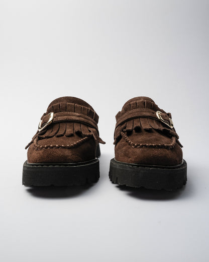 FUZZY MULES Dark Chocolate brown suede - LAX